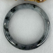 Type A Translucent Faint Grey with Greyish Black Patches Jadeite Bangle Internal Diameter 58.55mm 289.81cts 58.40g 11.8 by 8.6mm With NGI Cert 32885981 (Very Slight Internal Lines) - Huangs Jadeite and Jewelry Pte Ltd