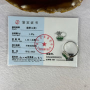 Type A Icy Green Omphasite Jadeite Peapod and Leave with Crystals in S925 Sliver Ring (Adjustable Size) 1.87g 9.1 by 4.1 by 2.5mm - Huangs Jadeite and Jewelry Pte Ltd