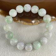Type A Light Green with Slight Light Lavender Jadeite Beads Bracelet 47.81g 15cm 12.2mm 16 Beads - Huangs Jadeite and Jewelry Pte Ltd