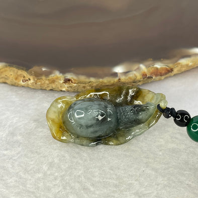 Type A Green Piao Hua with Honey Brown Patches Jadeite Snail Pendent 15.36g 38.6 by 20.9 by 16.0 mm - Huangs Jadeite and Jewelry Pte Ltd