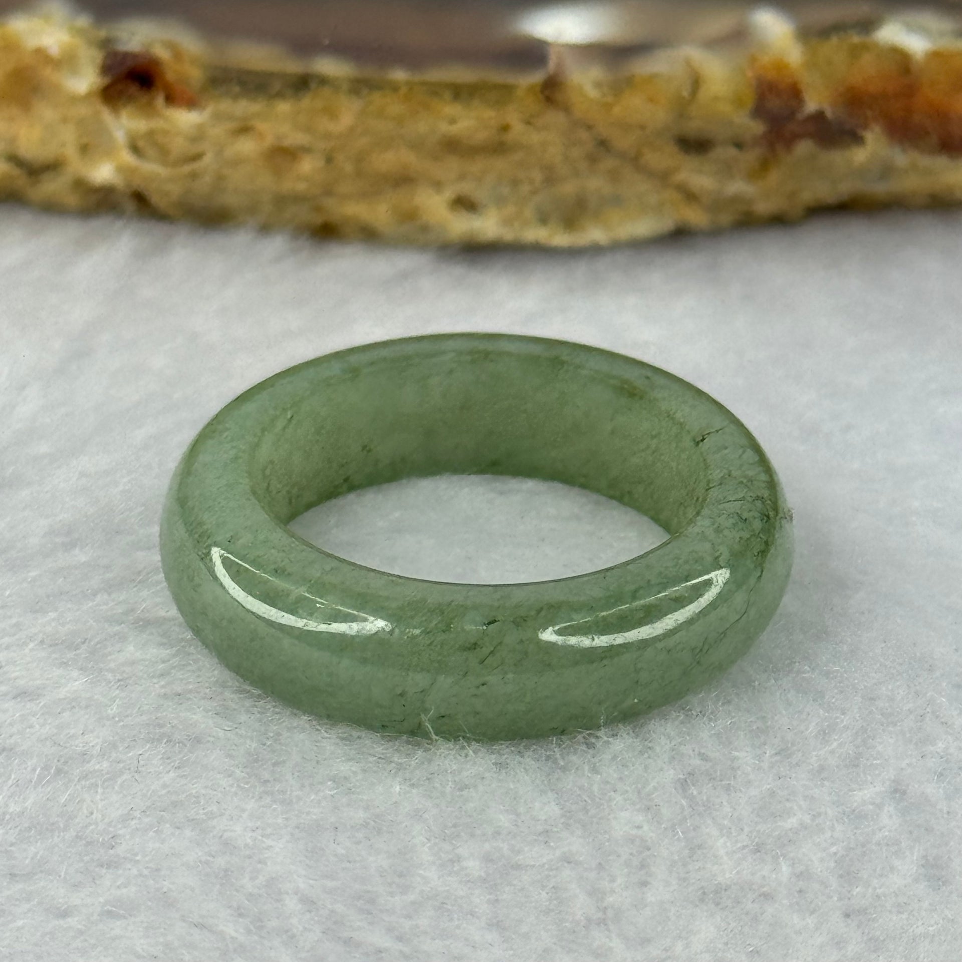 Type A Green Jadeite Ring 4.05g 6.0 by 3.9mm US7 HK15.5 (Slight External Line) - Huangs Jadeite and Jewelry Pte Ltd