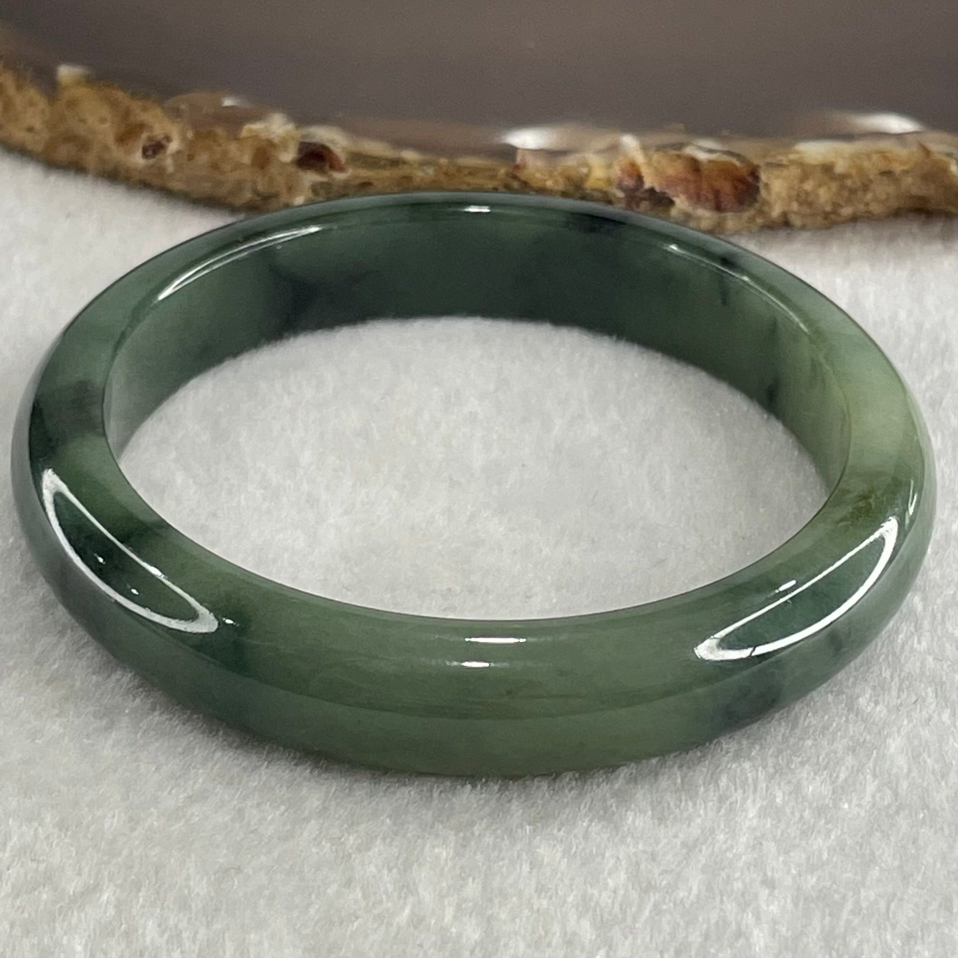Type A Dark Blueish Green Jadeite Bangle 43.96g Internal Diameter 55.8mm 11.0 by 7.4mm (Close to Perfect) - Huangs Jadeite and Jewelry Pte Ltd