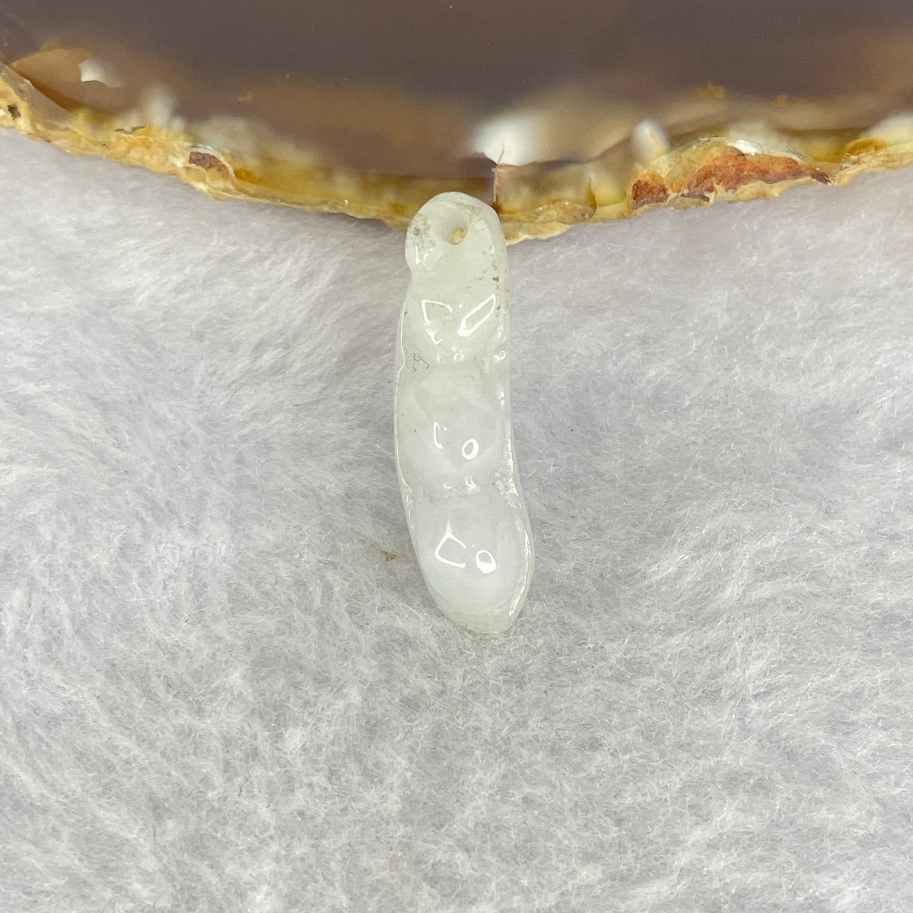 Type A Lavender Pea Pod Jadeite 2.31 7.4 by 26.9 by 6.8mm - Huangs Jadeite and Jewelry Pte Ltd