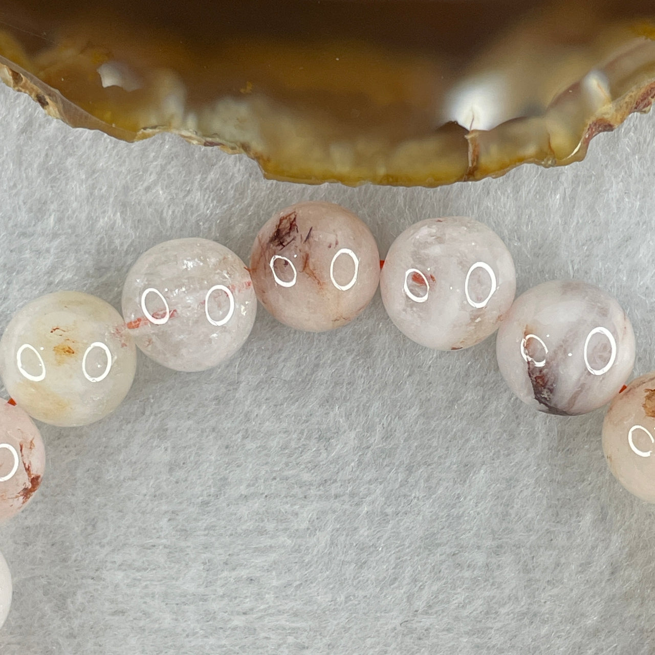 Natural Pinky Ferruginous Quartz Beads Bracelet 28.90g 16cm 10.3mm 20Beads