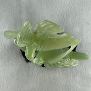 Natural Green Serpentine 3 Magpie Birds on Tree with Wooden Stand Display 569.6g 141.0 by 242.0 by 78.0mm - Huangs Jadeite and Jewelry Pte Ltd