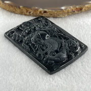 Type A Opaque to Partial Translucent Black Omphacite Jadeite Dragon with pixiu Pendant 45.42g 66.0 by 45.5 by 9.2mm - Huangs Jadeite and Jewelry Pte Ltd