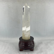 Natural Clear Quartz Tower with Wooden Stand 450.7g 80.1 by 75.9 by 210.0mm - Huangs Jadeite and Jewelry Pte Ltd