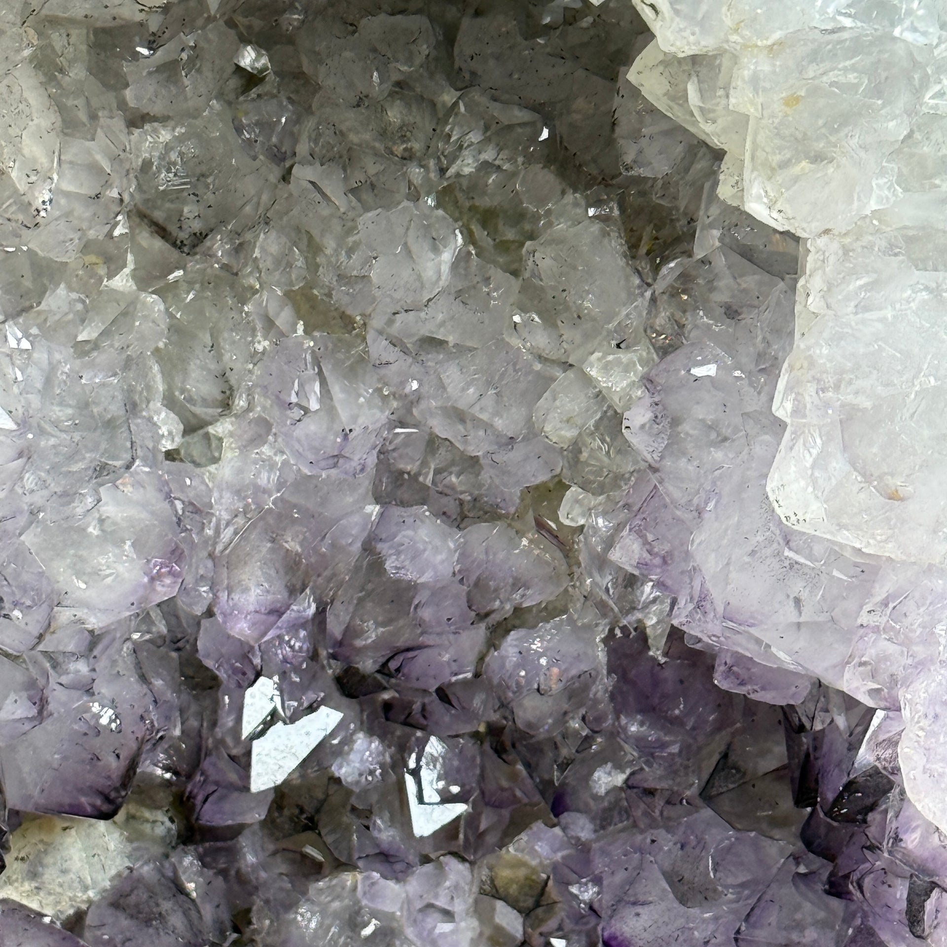 Natural Triangular Shape Amethyst Cave with Wooden Display 12,879.2g 285.0 by 240.0 by 300.0mm - Huangs Jadeite and Jewelry Pte Ltd