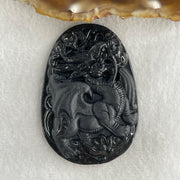 Type A Opaque to Partial Translucent Black Omphacite Jadeite Flying Pixiu Pendant 27.31g 61.2 by 42.5 by 9.3mm - Huangs Jadeite and Jewelry Pte Ltd