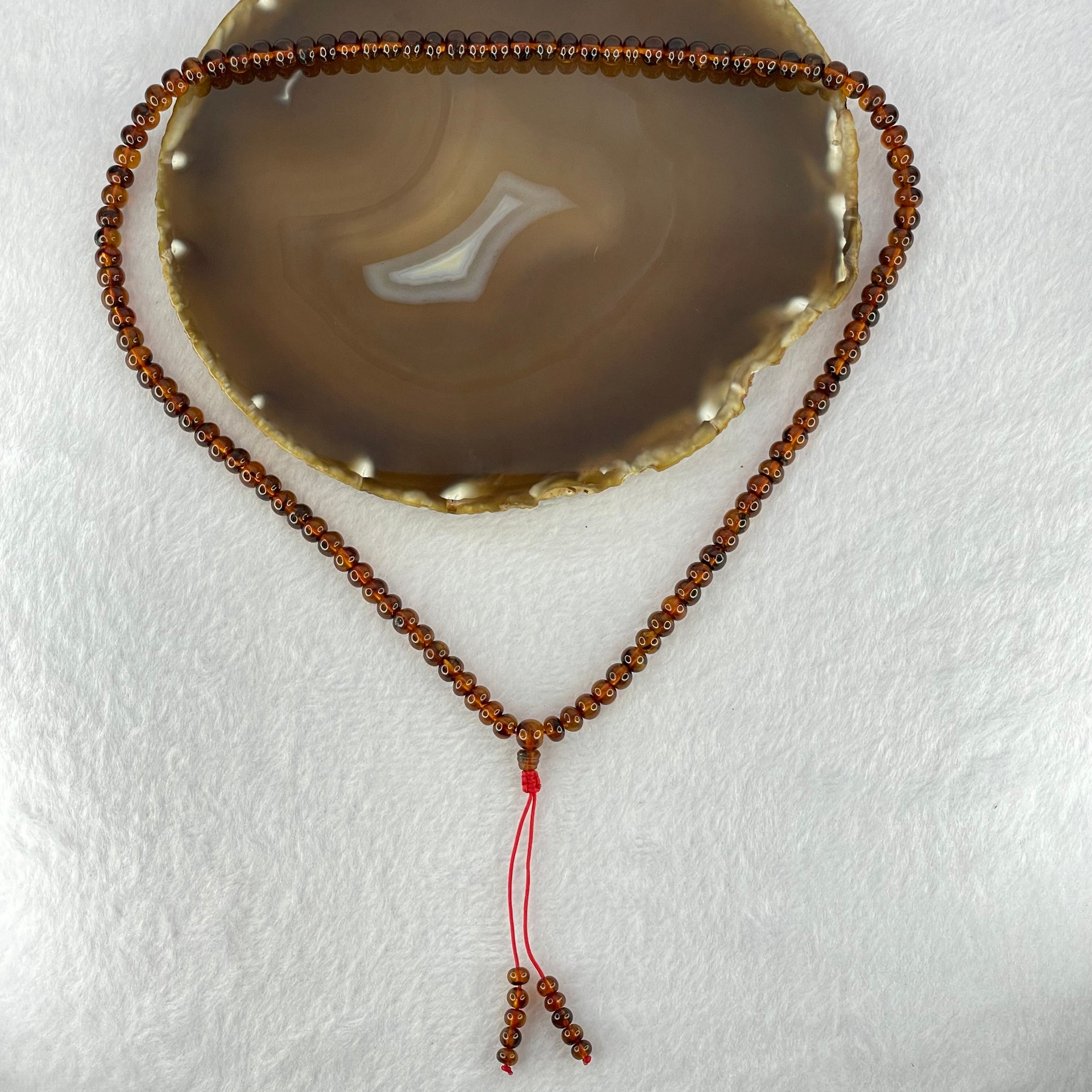 Natural Blood Red Amber Beads Necklace 天然血珀项链 13.66g 52cm 6.2mm 108 Beads - Huangs Jadeite and Jewelry Pte Ltd