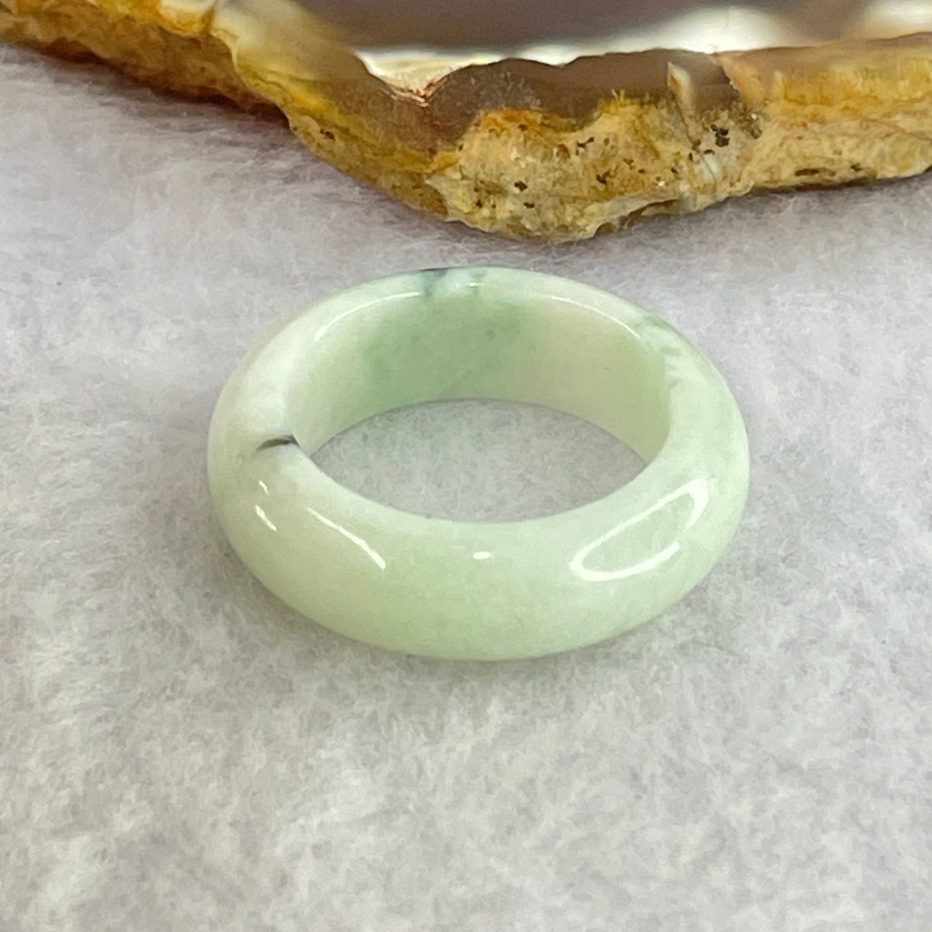 Type A Light Green with Moss Green Piao Hua Jadeite Ring 4.39g 7.0 by 3.9mm US7 HK15.2 - Huangs Jadeite and Jewelry Pte Ltd