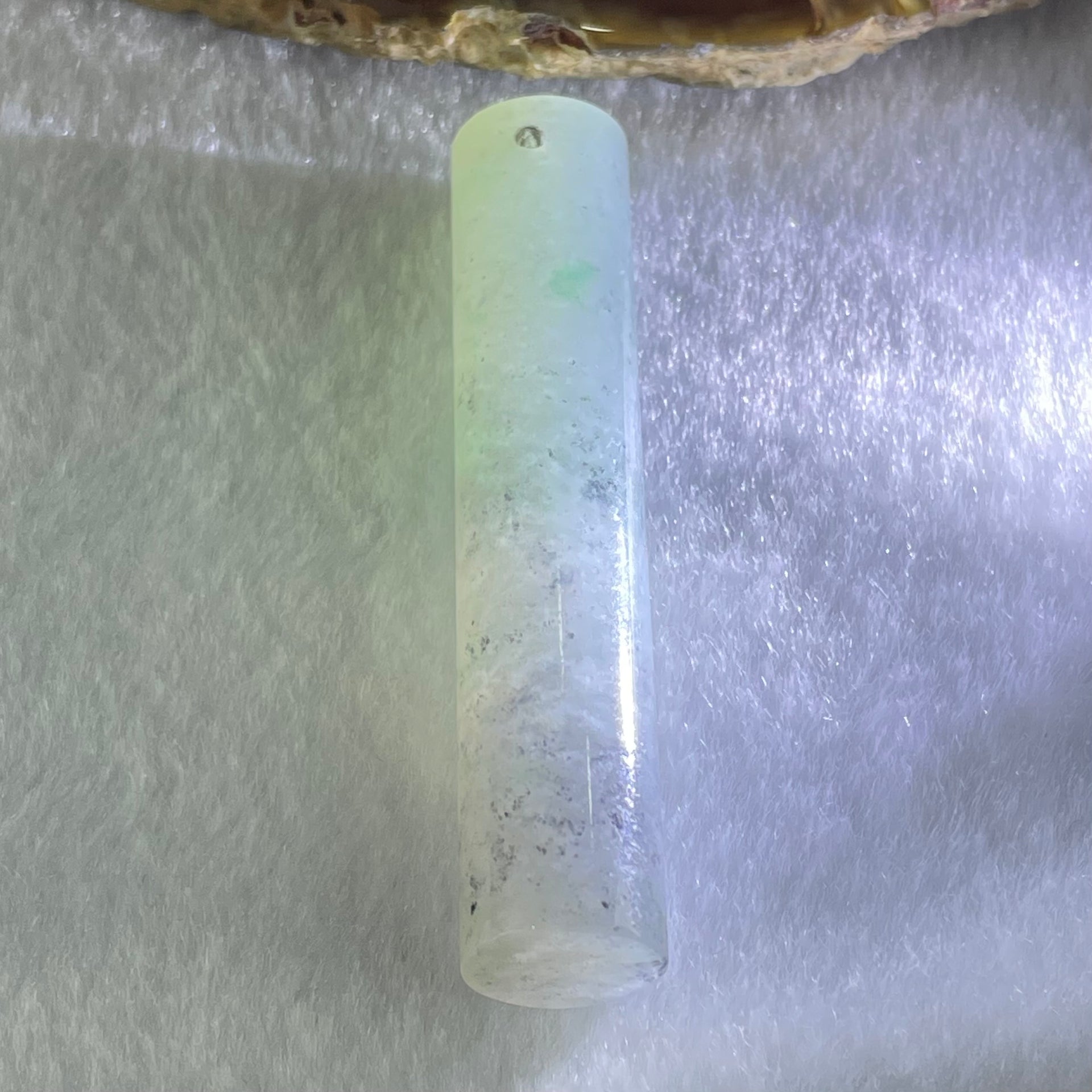 Type A Wuji Grey and Green Jadeite Pillar Pendant 22.30g 59.3 by 12.0mm - Huangs Jadeite and Jewelry Pte Ltd