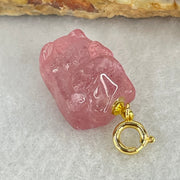 Natural Strawberry Quartz Fortune Cat Charm 4.00g 17.6 by 12.8 by 9.7mm - Huangs Jadeite and Jewelry Pte Ltd