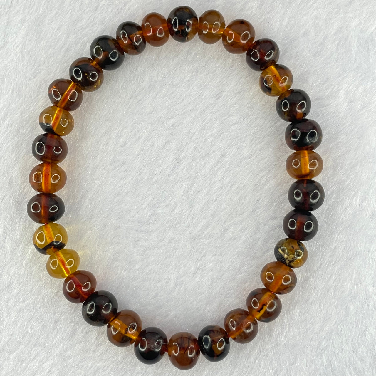 Natural Mixed Amber Beads Bracelet 6.57g 16.5cm 8.0mm 31 Beads - Huangs Jadeite and Jewelry Pte Ltd