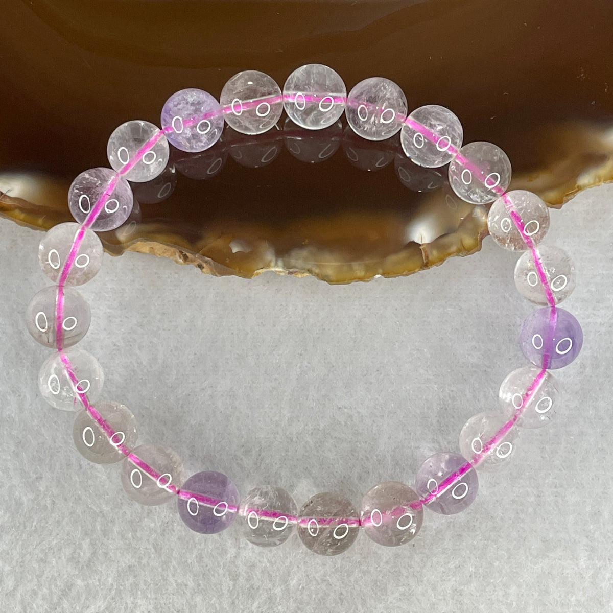 Certified Entry-Grade Natural Super 7 Crystal Beads Bracelet | Fluid Symmetrical Showcase Strand | Authentic Sacred Seven Multi-Mineral Inclusions Quartz Spiritual Catalyst & Auric Shield Bracelet (21.47g | 17cm Length | 8.9mm | 23 Beads)