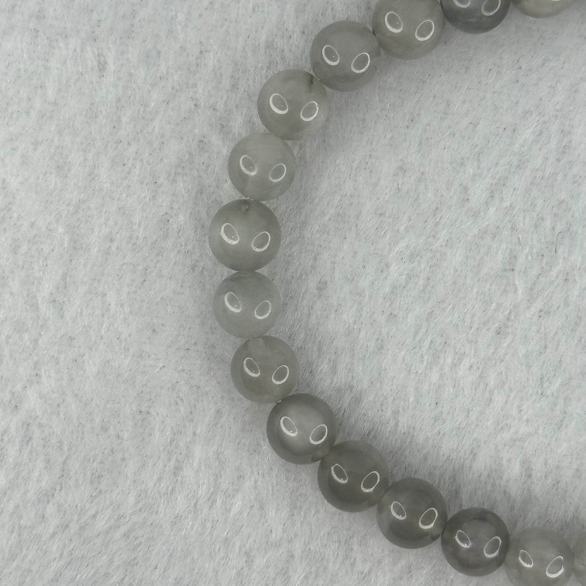 Natural Grey Rabbit Hair Beads Bracelet 9.59g 15.5cm 6.3mm 30 Beads - Huangs Jadeite and Jewelry Pte Ltd