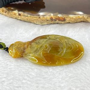 Type A Yellow Jadeite God of Fortune Cai Shen Ye Pendent 24.75g 56.9 by 32.6 by 7.0mm - Huangs Jadeite and Jewelry Pte Ltd