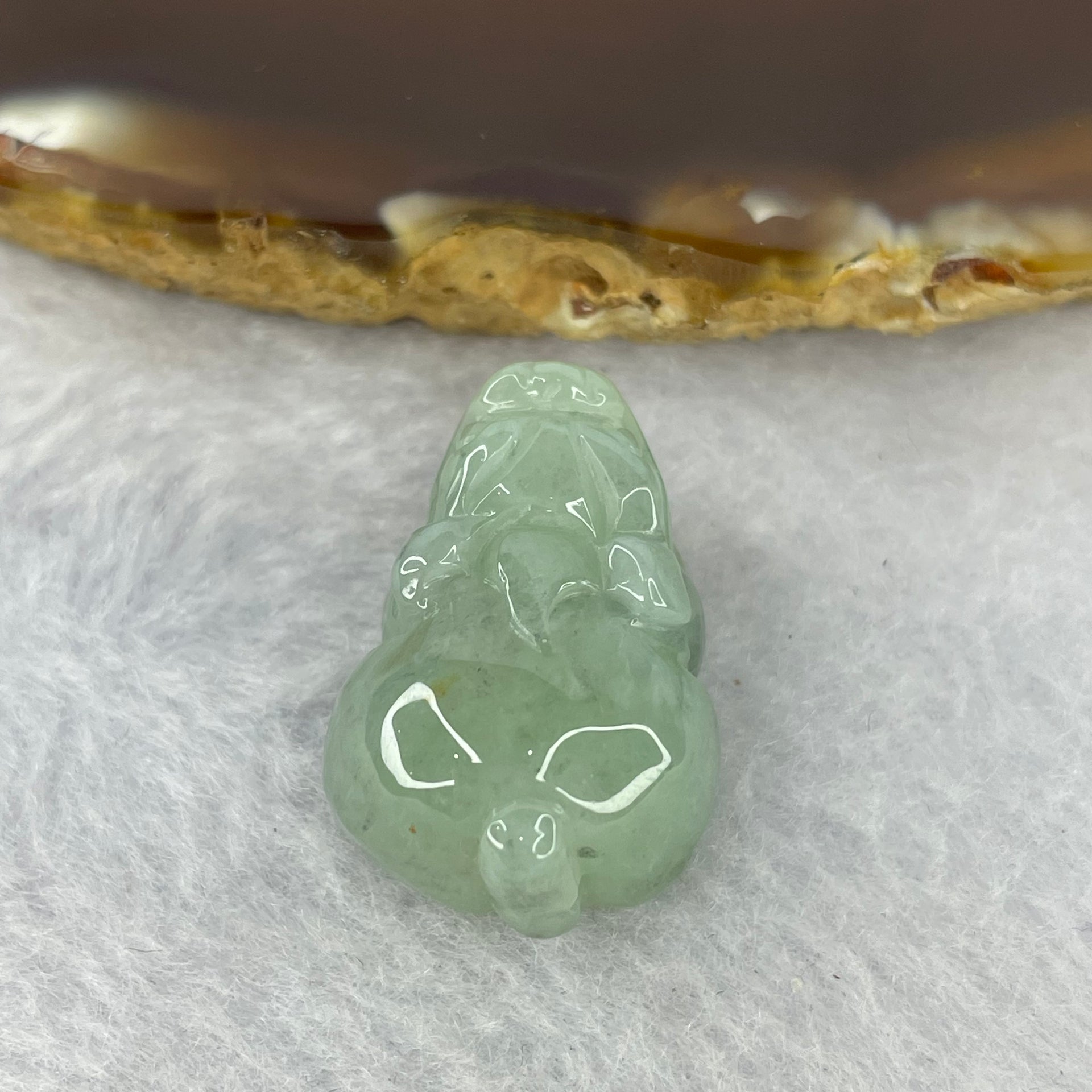 Type A Jelly Light Green Jadeite Pixiu Pendent A货浅绿色翡翠貔貅牌 9.08g 24.0 by 16.8 by 12.2 mm - Huangs Jadeite and Jewelry Pte Ltd