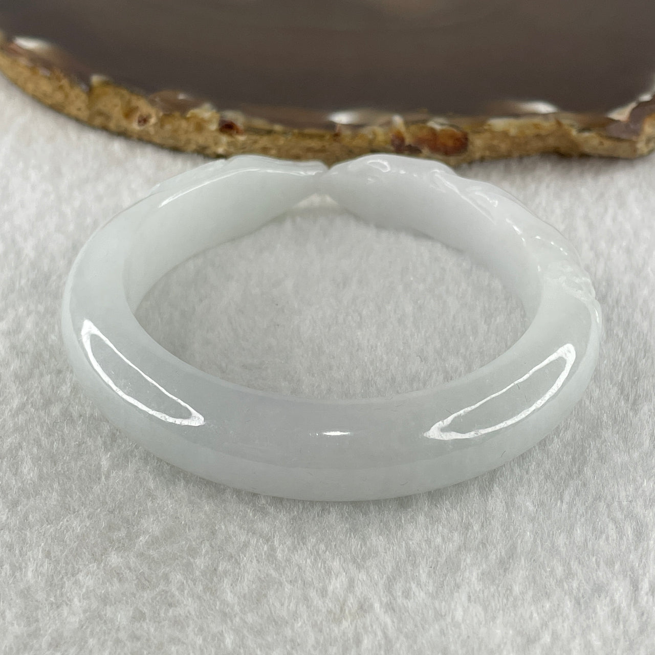 Type A Natural Faint Green Faint Lavender to White Jadeite 9 Tail Fox Bangle 51.36g Inner Diameter 55.4mm 12.5 by 9.4mm (Very Very Slight Internal Line) - Huangs Jadeite and Jewelry Pte Ltd