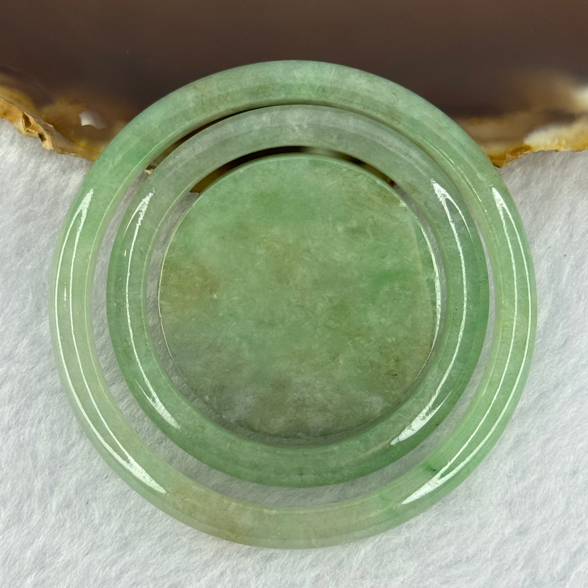 Type A Green Jadeite Bangle and Display 35.86g Inner Diameter 44.5mm 6.1 by 4.6mm, 33.3mm 5.6 by 4.9mm, 31.4 by 6.3mm (Close to Perfect) - Huangs Jadeite and Jewelry Pte Ltd