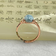 Natural Larimar in S925 Silver Rose Gold Color Ring (Adjustable Size) 1.82g 9.9 by 8.0 by 4.0mm - Huangs Jadeite and Jewelry Pte Ltd