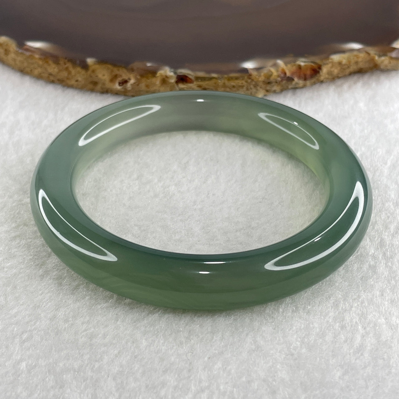 Natural Icy Green Agate Bangle 45.79g Internal Diameter 55.5mm 10.7 by 10.9mm (Perfect) - Huangs Jadeite and Jewelry Pte Ltd