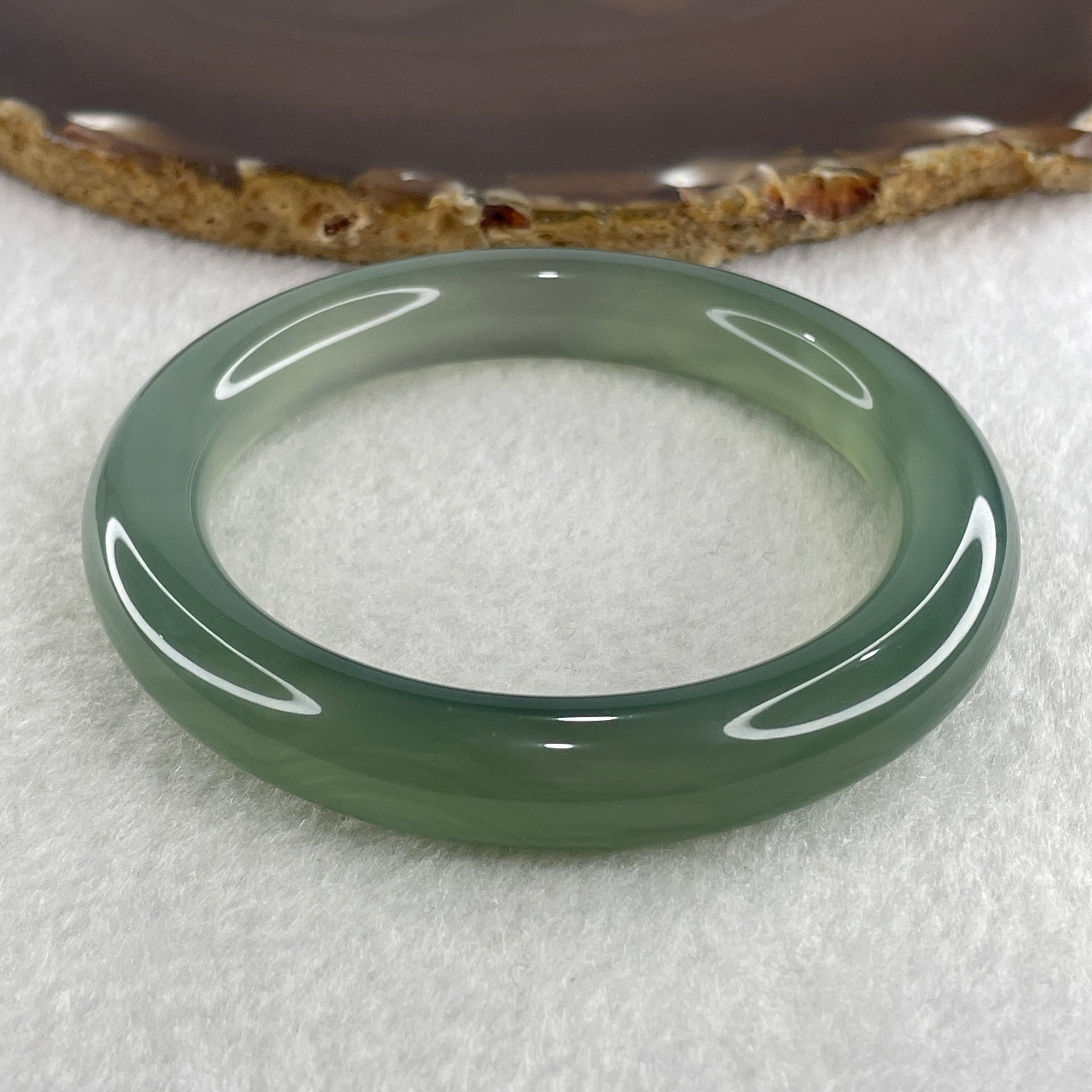 Natural Icy Green Agate Bangle 45.79g Internal Diameter 55.5mm 10.7 by 10.9mm (Perfect) - Huangs Jadeite and Jewelry Pte Ltd
