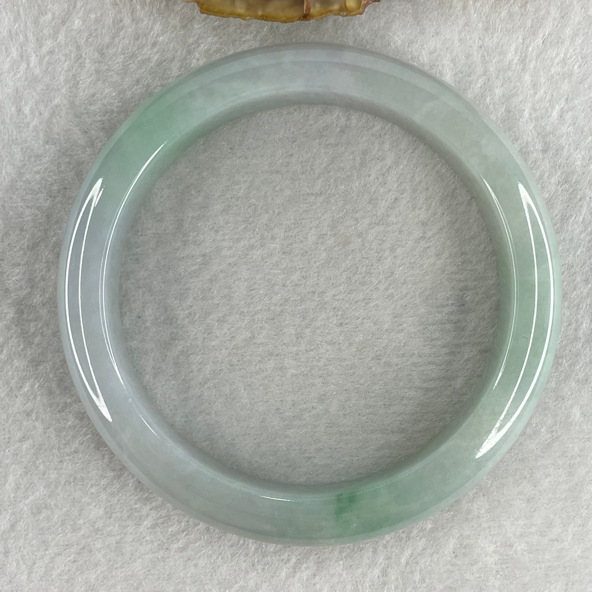 Certified Type A Natural Jelly Faint Green with Faint Lavender with Emerald Green Spot Jadeite Bangle 65.47g Inner Diameter 57.5mm 12.8 by 9.0mm (Very Very Slight Internal Line) - Huangs Jadeite and Jewelry Pte Ltd