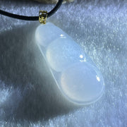 Type A Faint Lavender Jadeite Peapod in 18K Yellow Gold Clasp with String Necklace 4.76g 32.8 by 13.6 by 5.4mm - Huangs Jadeite and Jewelry Pte Ltd