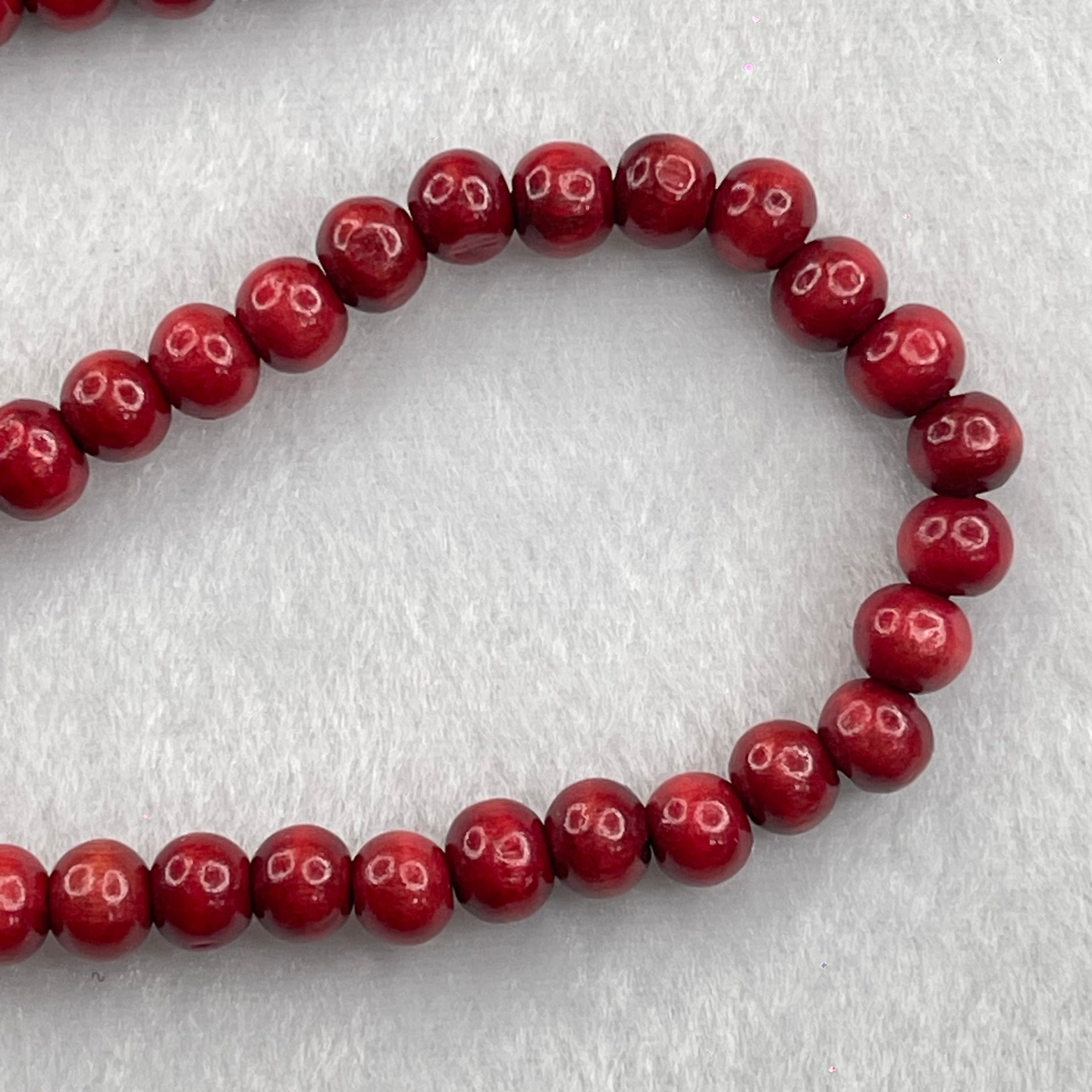Red Wood Beads Necklace 17.72g 7.9mm 112 Beads - Huangs Jadeite and Jewelry Pte Ltd