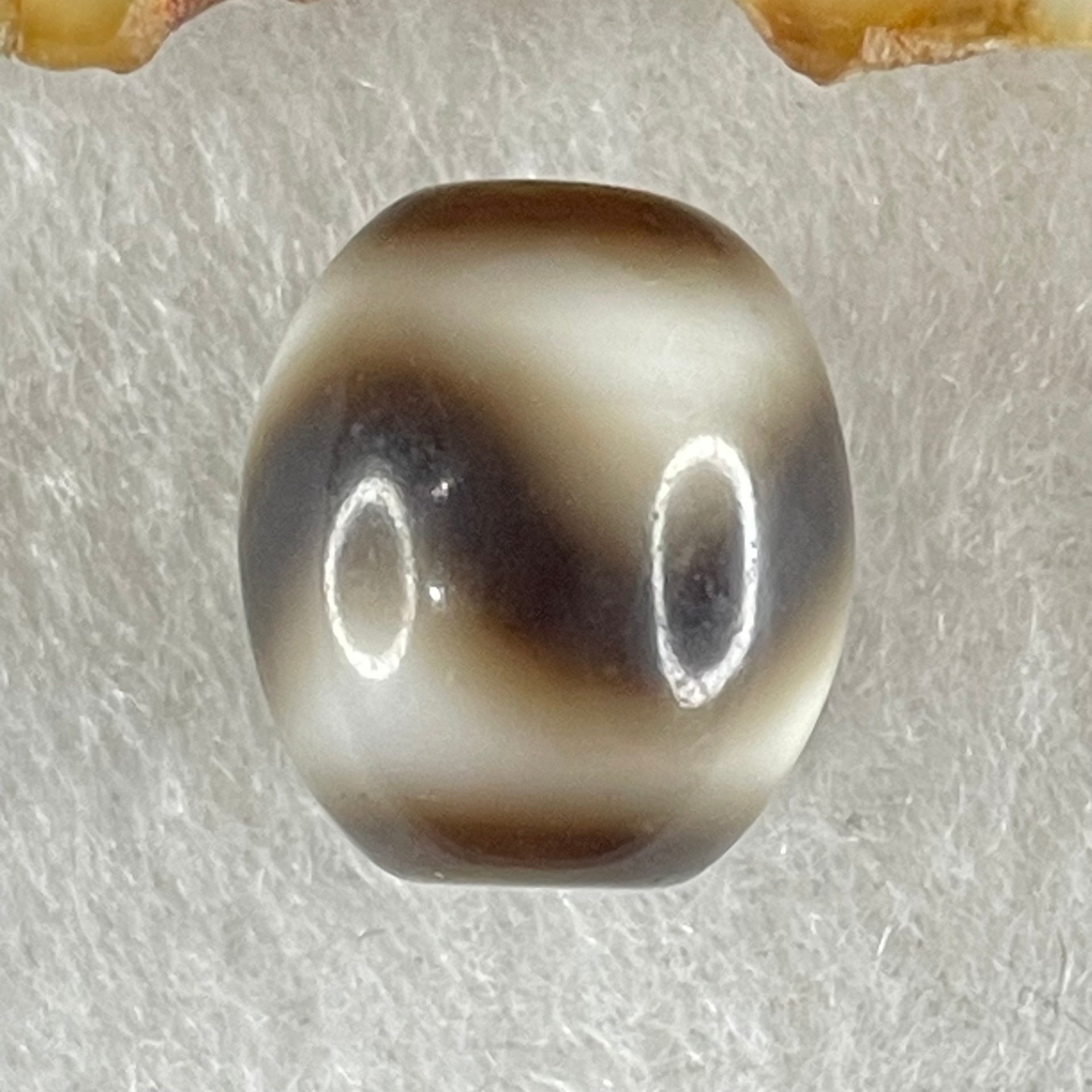 Natural Powerful Tibetan Old Oily Agate Tiger Tooth Daluo Dzi Bead Heavenly Master (Tian Zhu) 2.86g 13.6 by 12.0mm - Huangs Jadeite and Jewelry Pte Ltd