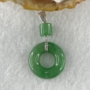 Type A Blueish Green Jadeite Ping An Kou Donut 18.5 by 4.9mm Lulu Tong 5.9 by 6.2mm in 18k White Gold Pendant 3.83g - Huangs Jadeite and Jewelry Pte Ltd