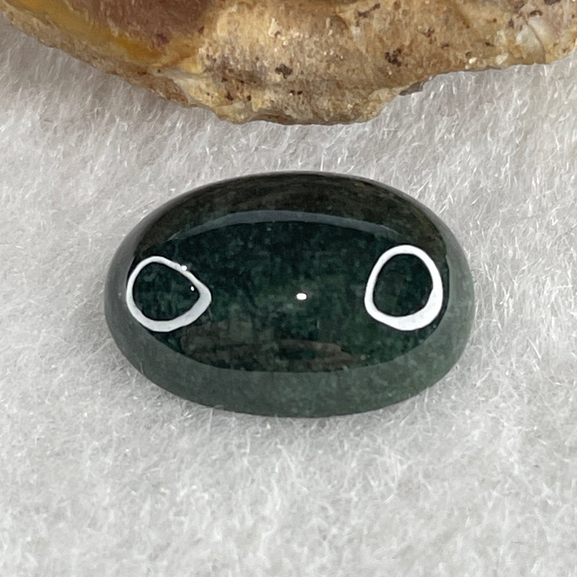 Type A Translucent Black Omphacite Jadeite Round Cabouchon Stone For Setting 1.33g 13.6 by 10.0 by 4.8mm - Huangs Jadeite and Jewelry Pte Ltd