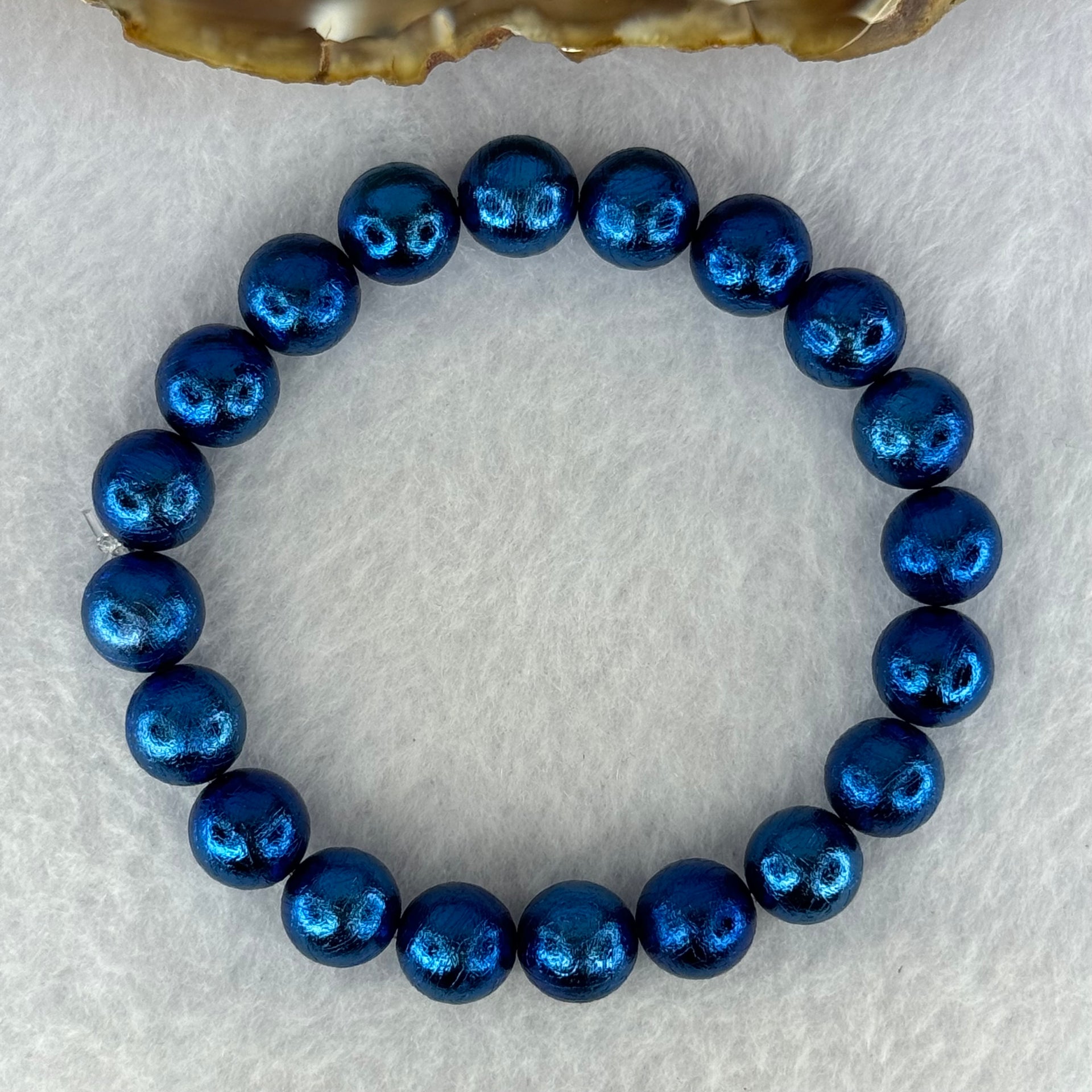 Natural Meteorite Bule Color Beads Bracelet 88.65g 17.5cm 10.3mm 20 Beads - Huangs Jadeite and Jewelry Pte Ltd