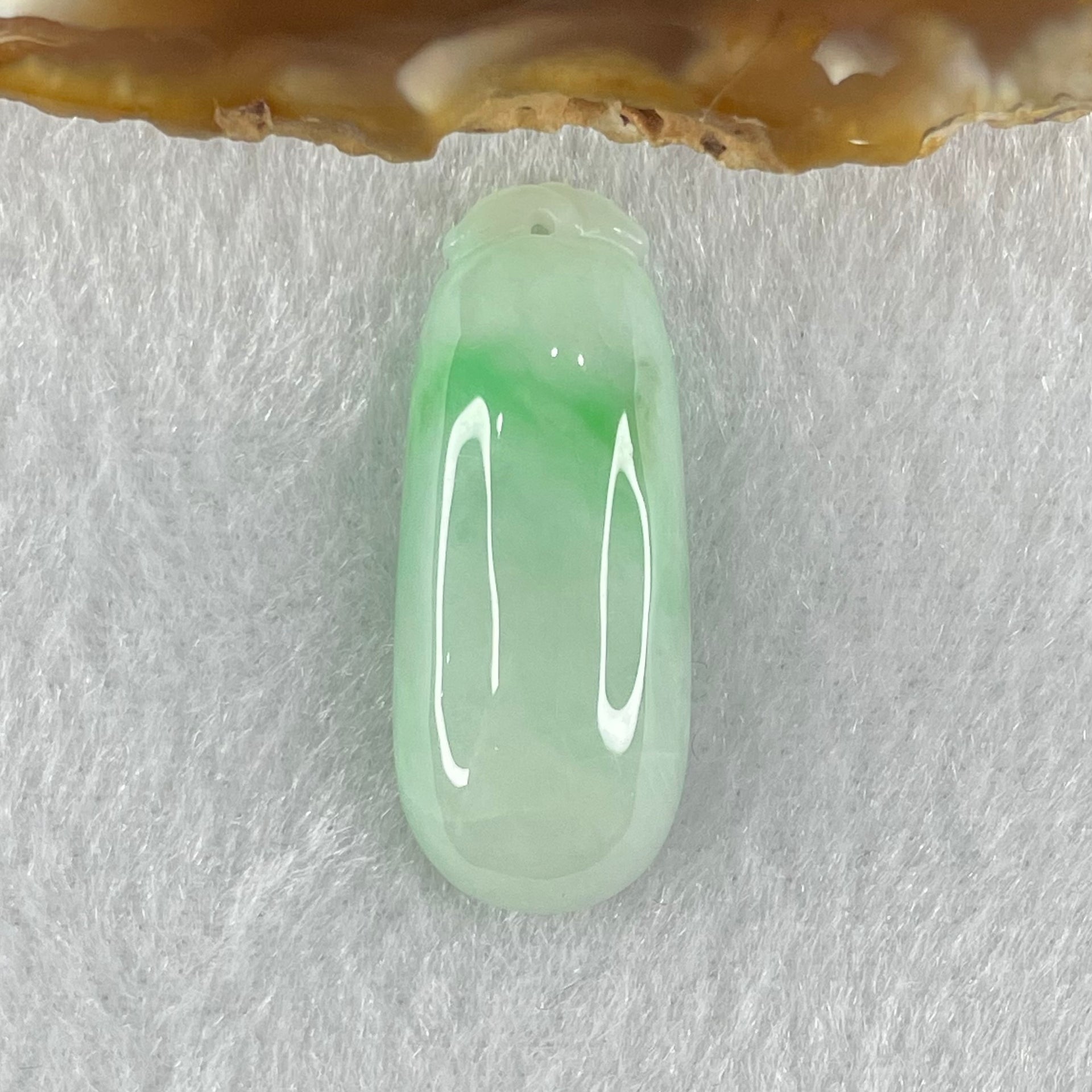 Type A Faint Lavender Green with Apple Green Vein Jadeite Melon Pendant 5.52g 31.0 by 12.4 by 7.2mm - Huangs Jadeite and Jewelry Pte Ltd