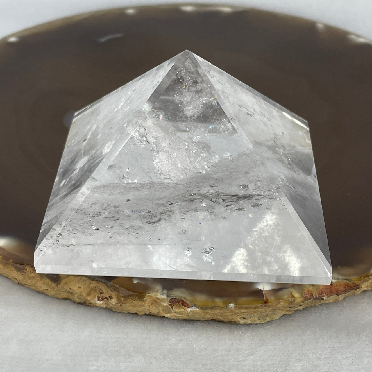 High Grade 155.34g Natural Clear Quartz Sacred Pyramid | Premium High-Clarity Energy Amplifier | Master Manifestation & Mental Focus Crystalline Monolith (61.0x39.0mm)