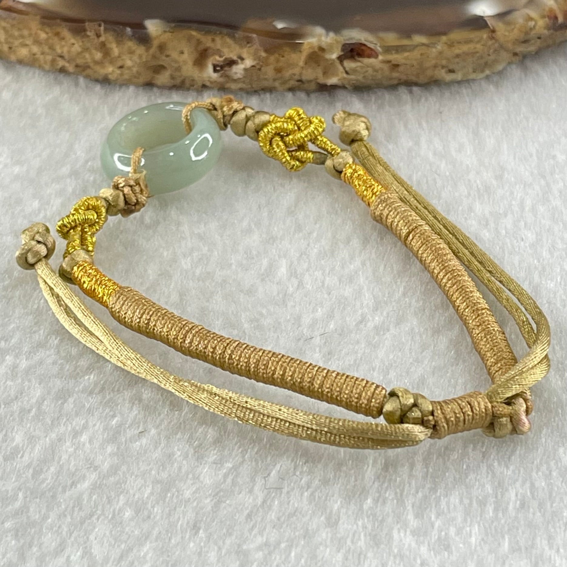 Type A Blueish Green Jadeite Ping An Kou String Bracelet 2.91g 15.2 by 5.7mm - Huangs Jadeite and Jewelry Pte Ltd