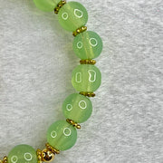 Green Chalcedony Beads and Peanut in Gold Color Bracelet 15.97g 14cm 8.1mm 16 Beads - Huangs Jadeite and Jewelry Pte Ltd