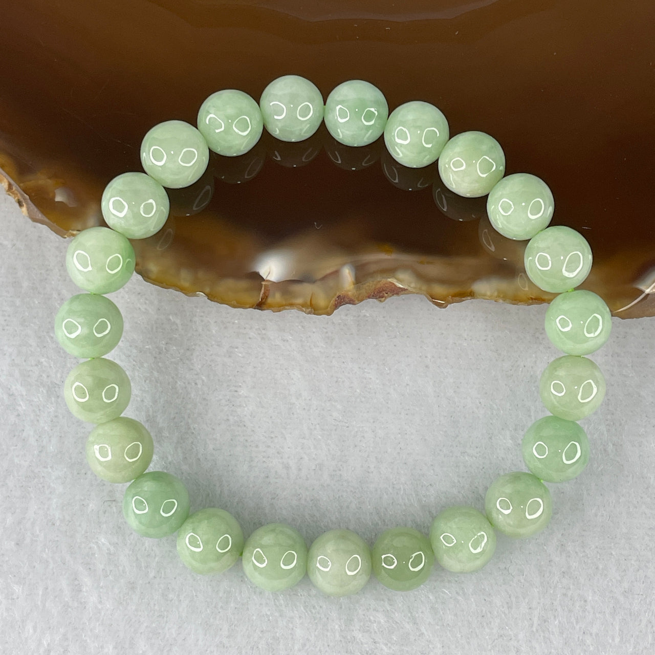 Natural Type A Apple Green Jadeite Bracelet | 14.5cm Petite 7.7mm Round Genuine Apple Green Jade Bead Manifestation Strand (17.74g, 23 Beads)