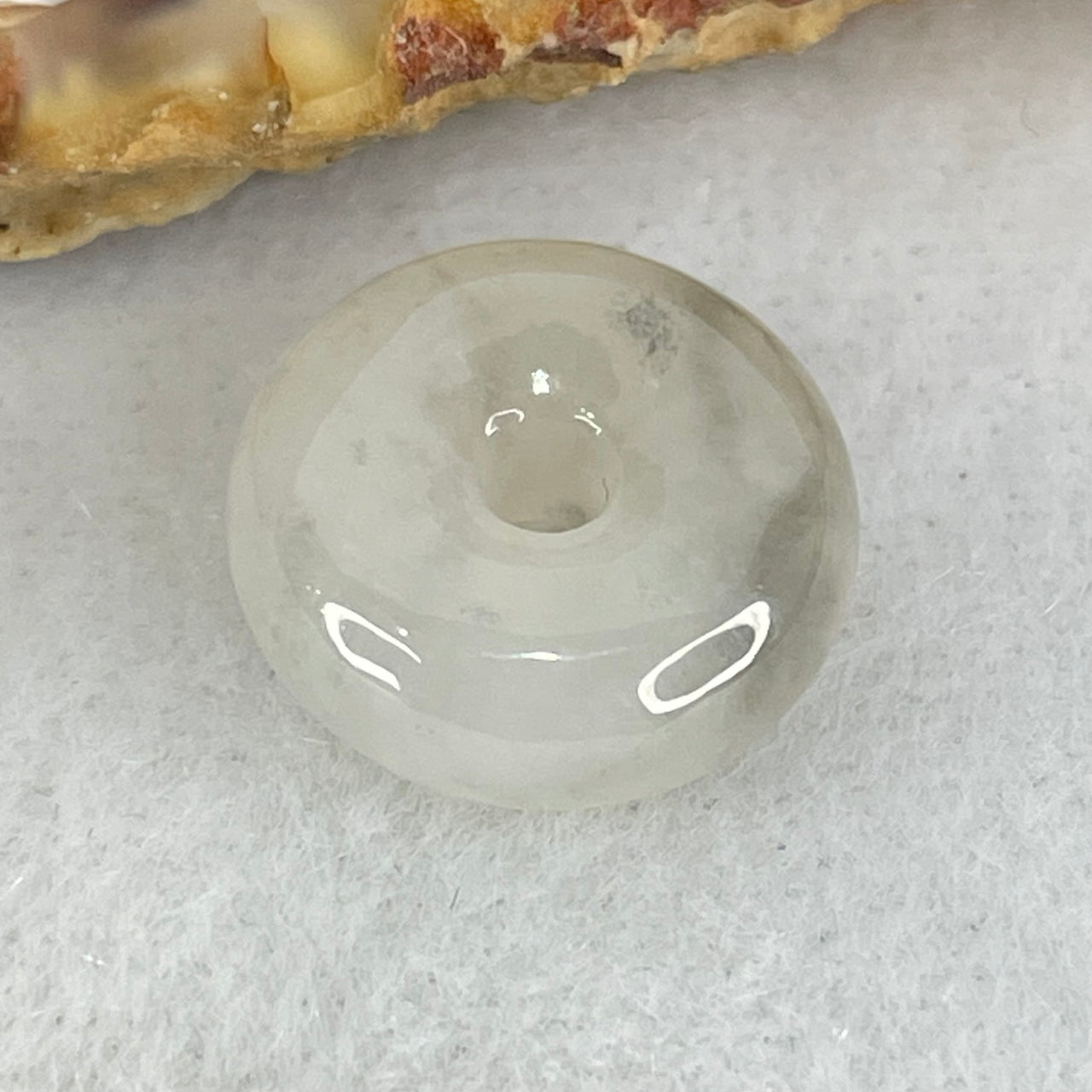 Type A Semi Icy Light Lavender With Wuji Grey Jadeite Ping An Kou Charm/Pendant 2.19g 13.6 by 5.7mm - Huangs Jadeite and Jewelry Pte Ltd