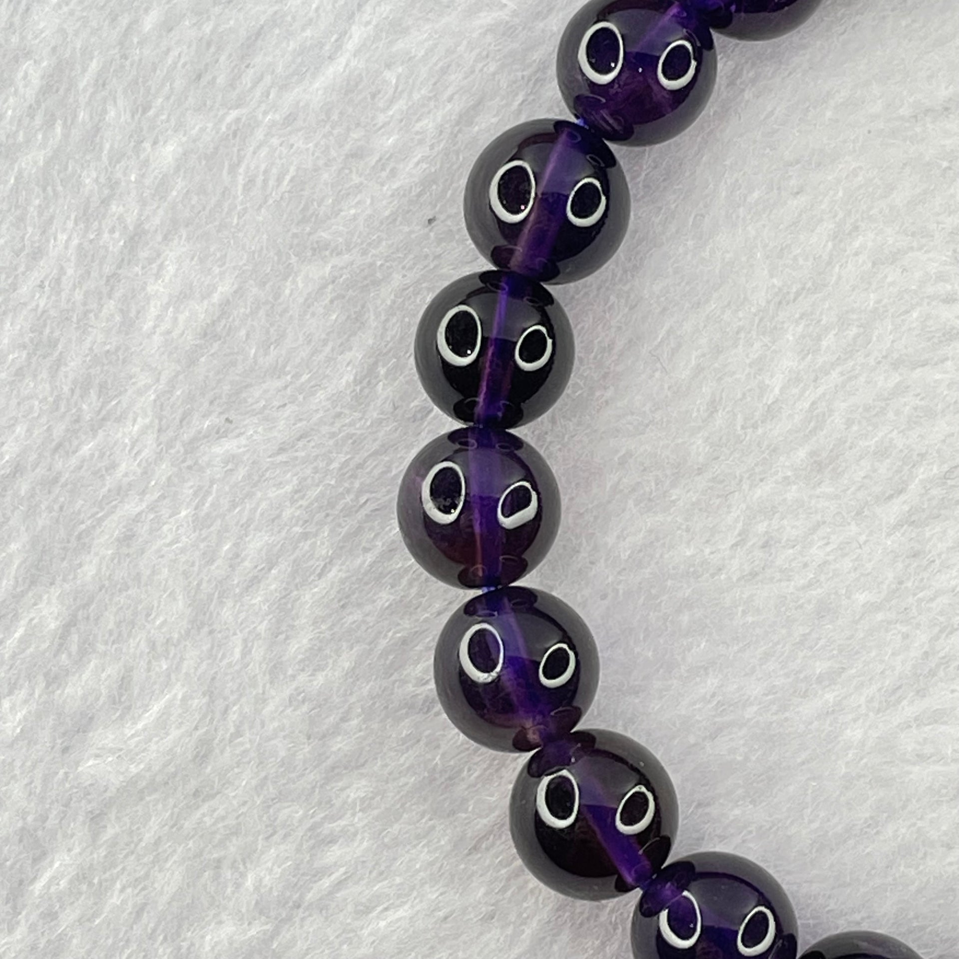 Good Grade Natural Amethyst Bracelet 19.66g 15.5cm 8.9mm 22 Beads - Huangs Jadeite and Jewelry Pte Ltd