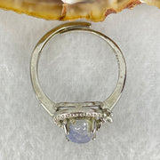Rare Good Grade Natural Blue Dumortierite Rutilated Quartz in S925 Sliver Ring (Adjustable Size) 2.23g 9.8 by 6.7 by 3.6mm - Huangs Jadeite and Jewelry Pte Ltd