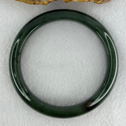 Type A Dark Blueish Green Jadeite Bangle Internal Diameter 58.2mm 48.09g 10.7 by 8.3mm (Slight Internal Lines) - Huangs Jadeite and Jewelry Pte Ltd