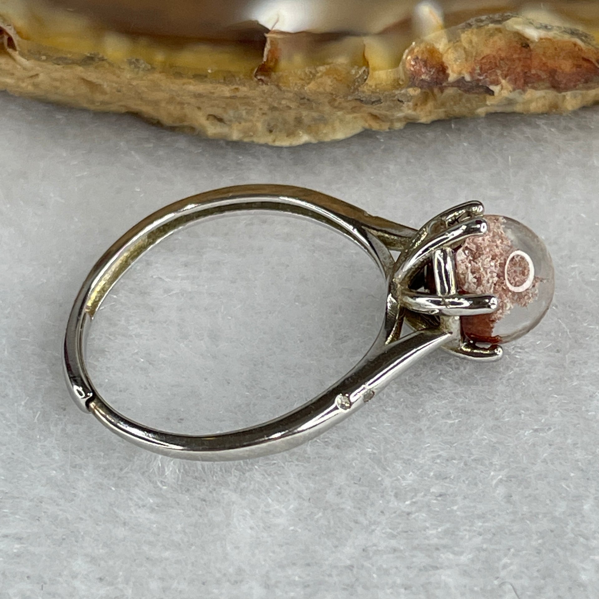 Good Grade Natural Red Phantom Quartz Ring in S925 Sliver 2.22g 7.5mm (Adjustable Size) - Huangs Jadeite and Jewelry Pte Ltd