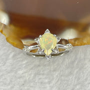Natural Teardrop Opal 7.5 by 6.0 by 4.0mm with Crystals In S925 Sliver Ring (Adjustable Size) 1.79g - Huangs Jadeite and Jewelry Pte Ltd