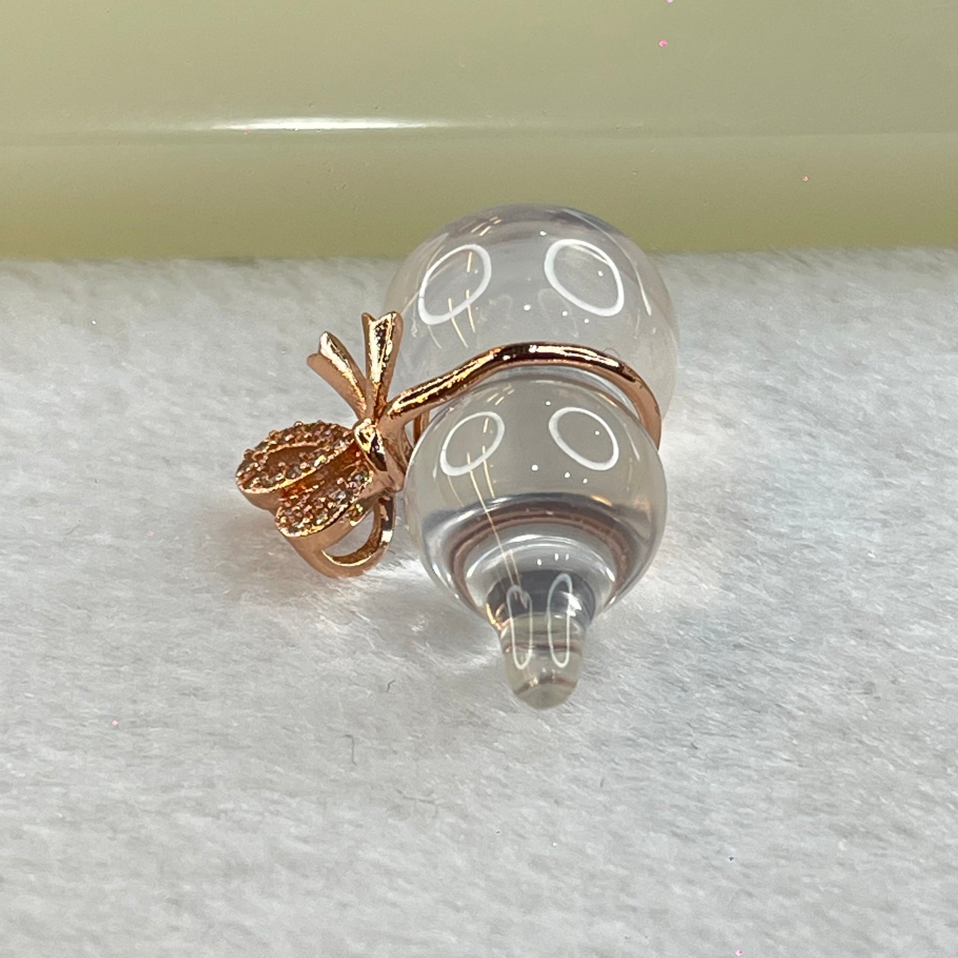 Natural Clear Quartz in Gold Color Hulu Charm Pendant 5.08g 24.16 by 12.8mm - Huangs Jadeite and Jewelry Pte Ltd