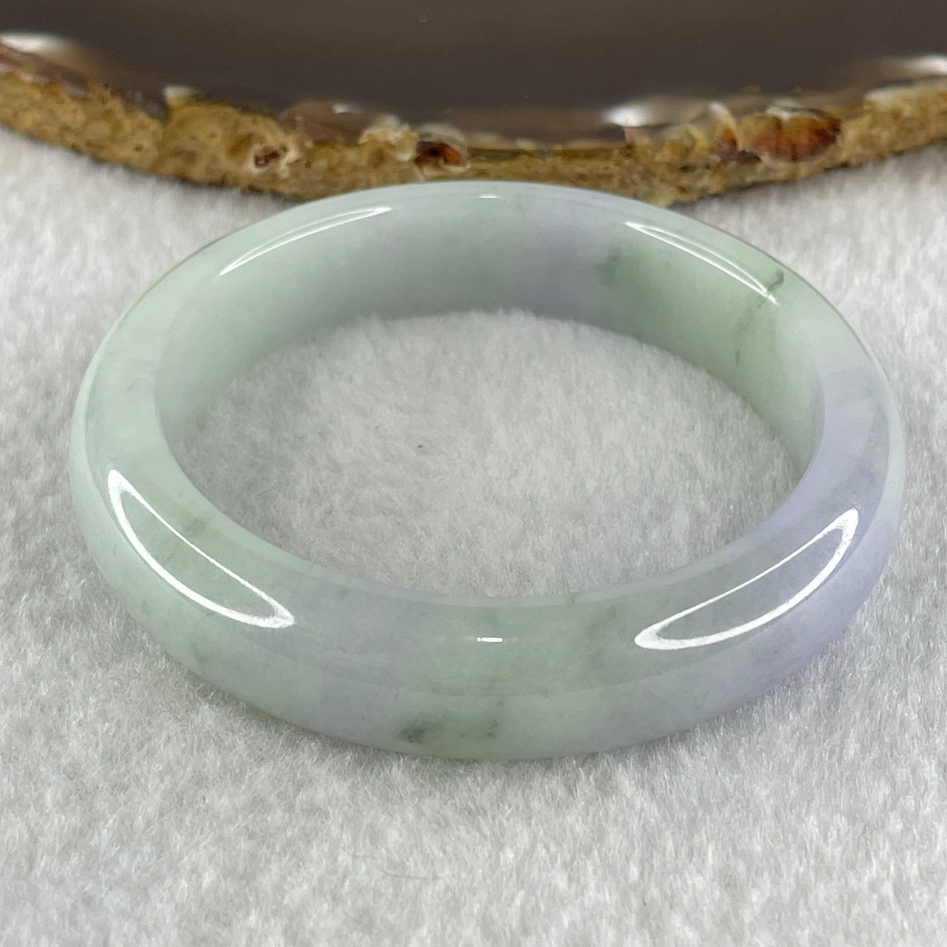 Type A Natural Green with Lavender Jadeite Bangle 44.71g Inner Diameter 50.6mm 12.3 by 7.4mm (Close to Perfect) - Huangs Jadeite and Jewelry Pte Ltd
