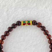 Natural Blood Red Amber Beads Bracelet 4.86g 16cm 6.3mm 29 Beads - Huangs Jadeite and Jewelry Pte Ltd