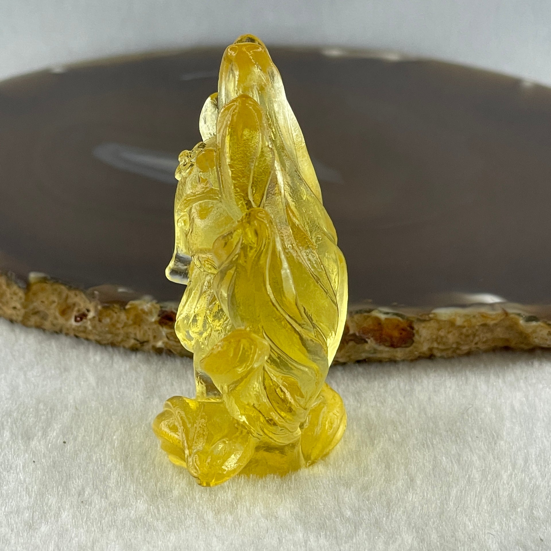 Liuli Yellow 9 Tail Fox Display 75.56g 54.0 by 26.3 by 64.0mm - Huangs Jadeite and Jewelry Pte Ltd