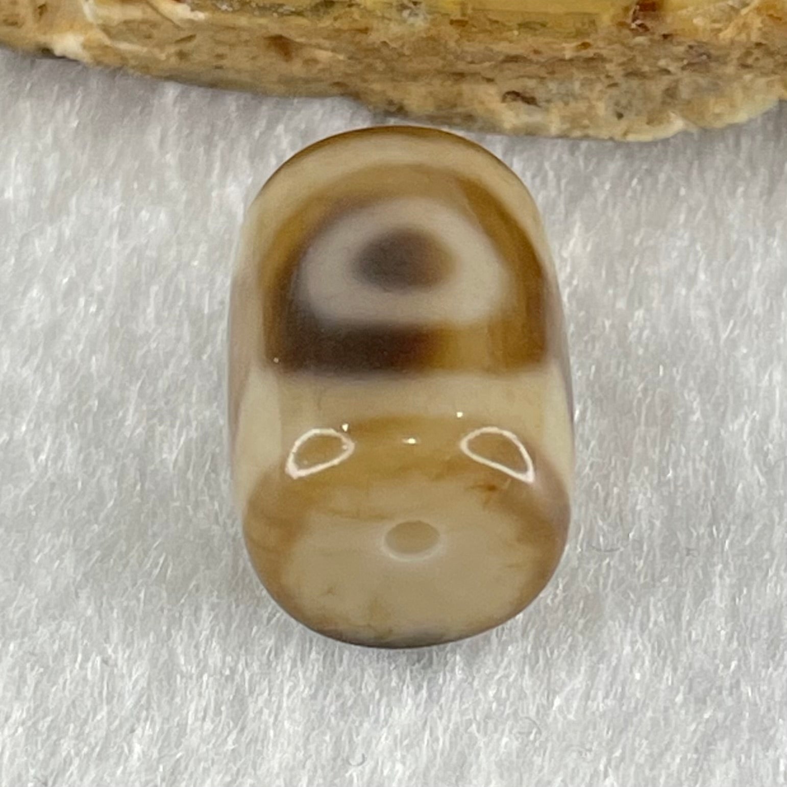 Natural Powerful Tibetan Old Oily Agate 3 Eyes Dzi Bead Heavenly Master (Tian Zhu) 三眼天诛 3.50g 16.0 by 11.0mm - Huangs Jadeite and Jewelry Pte Ltd